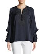 Alexia Ruffled-cuff Silk-blend Blouse