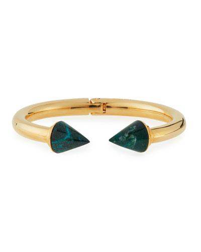 24k Gold-dipped Titan Spike Bracelet, Chrysocolla,