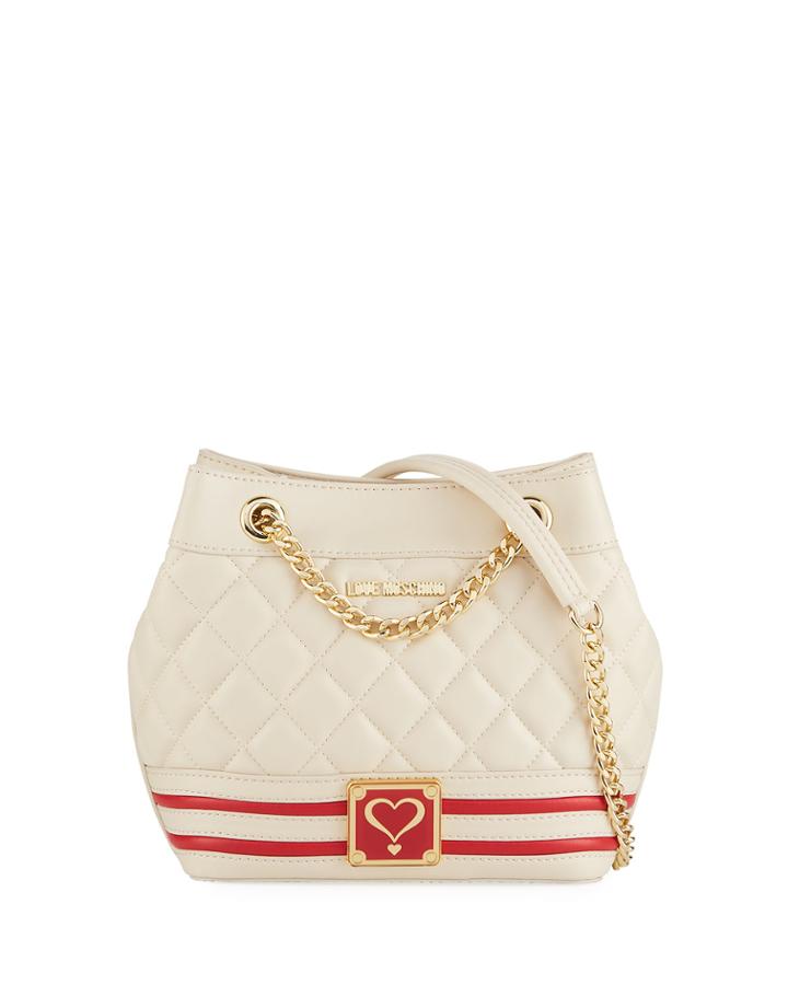 Quilted Faux-napa Bucket Bag With