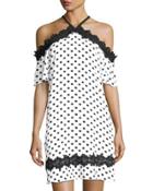 Equator Dot-print Lace-trim Dress