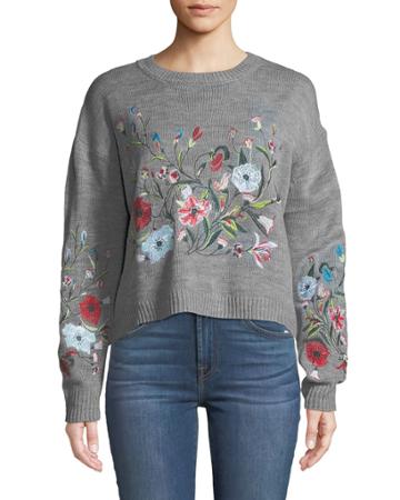 Leila Floral-embroidered Knit