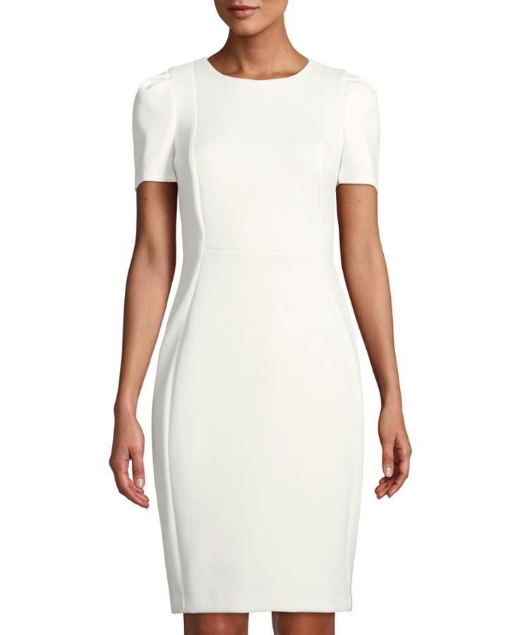 Puff-sleeve Crepe