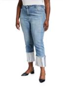 Plus Size Wide-cuffed Straight-leg Jeans W/