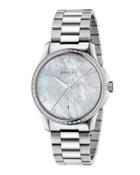 G-timeless Round Stainless Steel Diamond & Mother-of-pearl Bracelet Watch