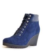 Donald Mixed Leather Wedge Booties