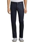 Flat-front Wool Trousers, Blue
