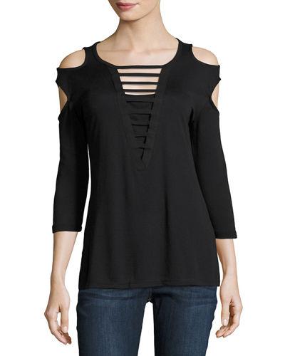 Double Cold-shoulder Ladder-inset Top