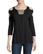 Double Cold-shoulder Ladder-inset Top
