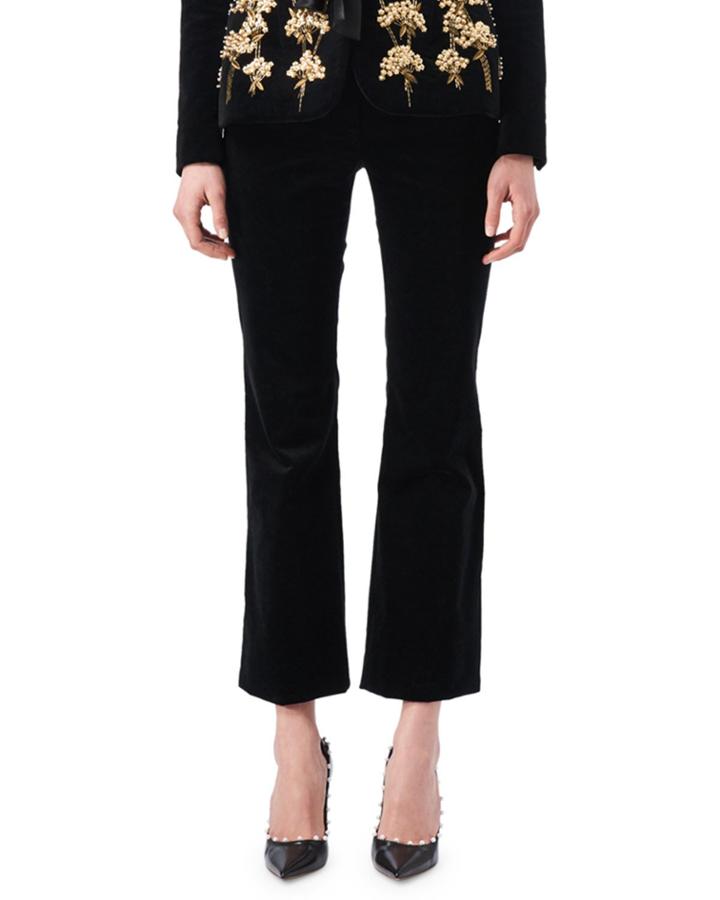 Serge Velvet Flat-front Classic Pants, Black