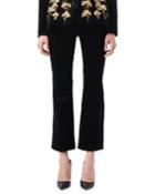 Serge Velvet Flat-front Classic Pants, Black