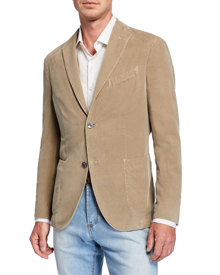 Men's Corduroy Two-button Jacket, Tan