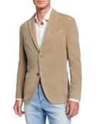 Men's Corduroy Two-button Jacket, Tan