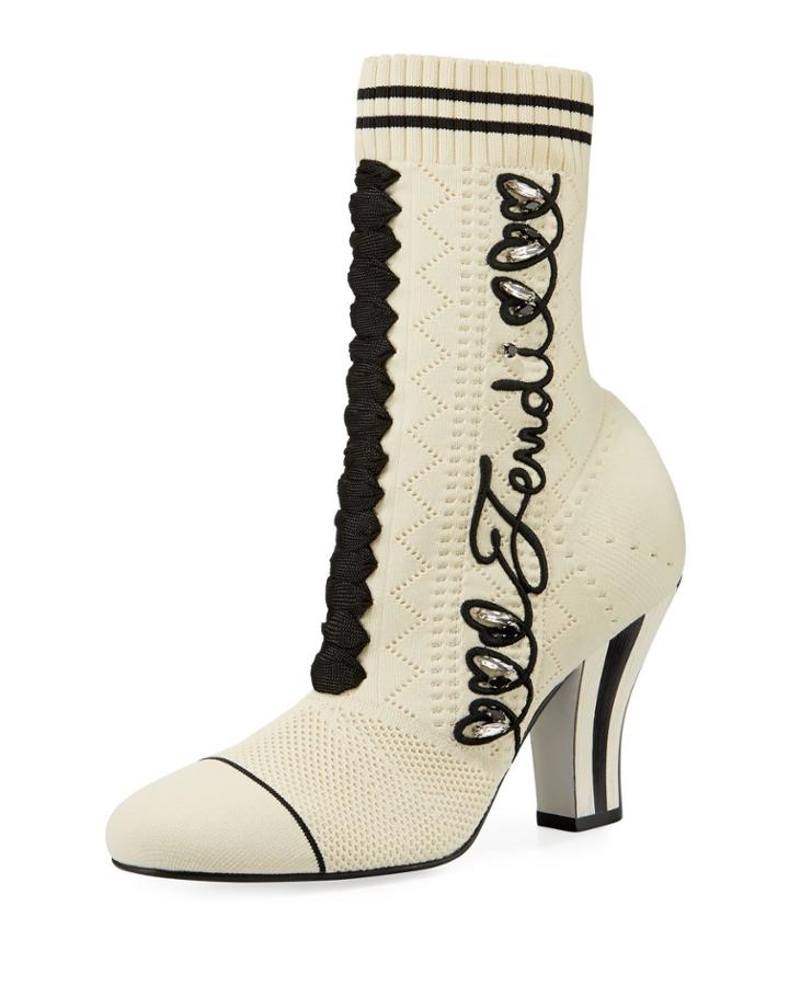 Embroidered Knit Booties