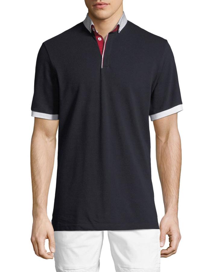Shaped-fit Printed-collar Polo
