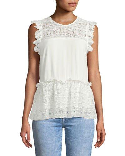 Marcy Lace-trimmed Cap-sleeve Blouse