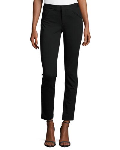 Ryann Zip-pocket Knit Pants, Black