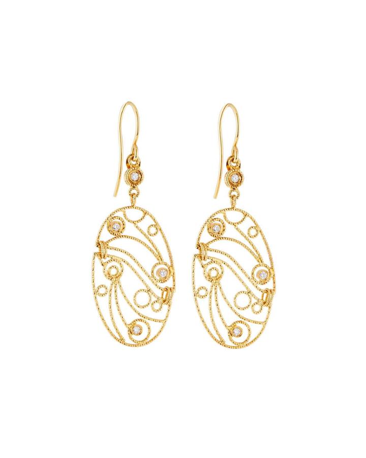18k Filigree Diamond Drop Earrings