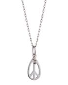 14k White Gold Diamond-bezel Peace Teardrop Necklace
