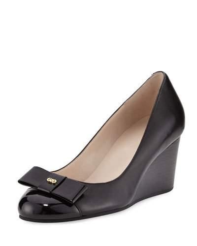 Elsie Leather Wedge Pump, Black