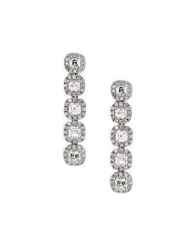18k White Gold Asscher-cut Diamond Drop Earrings,