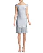 Off-the-shoulder Bandage Dress With Chiffon Skirt, Pearl Blue
