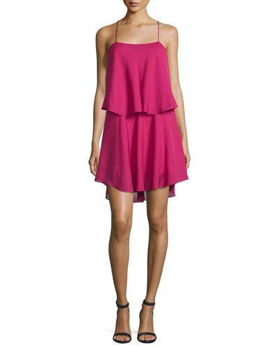 Silk Racerback Mini Dress, Deep