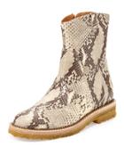 Python-embossed Ankle Boot, Natural