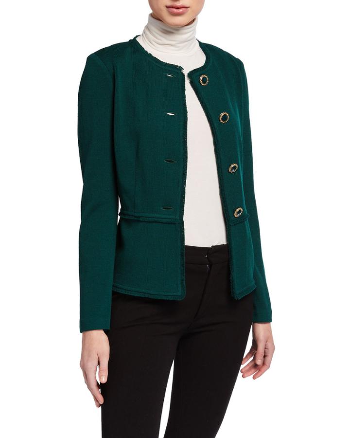 Santana Knit Jewel-neck Jacket
