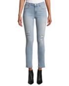811 Mid-rise Ripped Faded Skinny Jeans, Blue