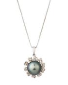 14k Tahitian Pearl & Diamond Heart Pendant Necklace