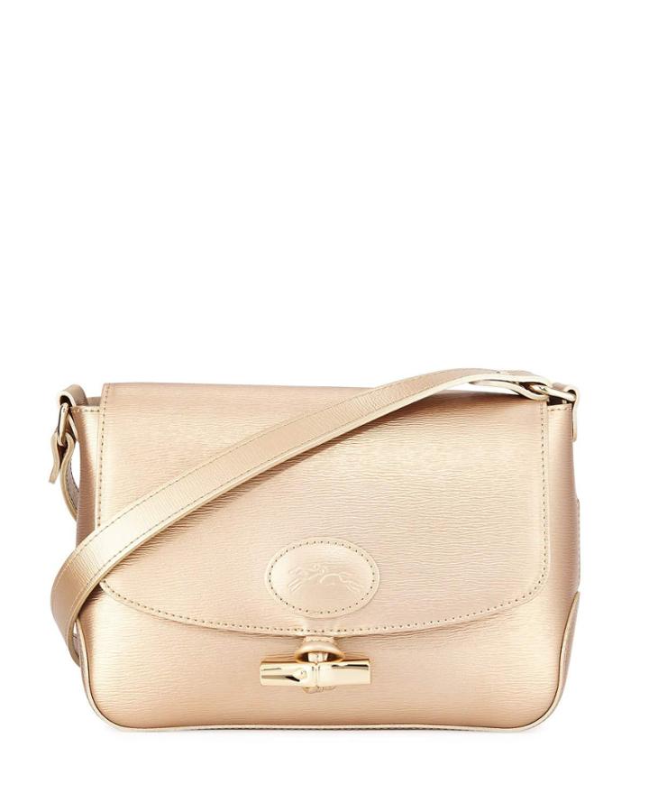 Roseau Metallic Leather Crossbody Bag