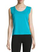 Textured Scoop-neck Tank, Blue