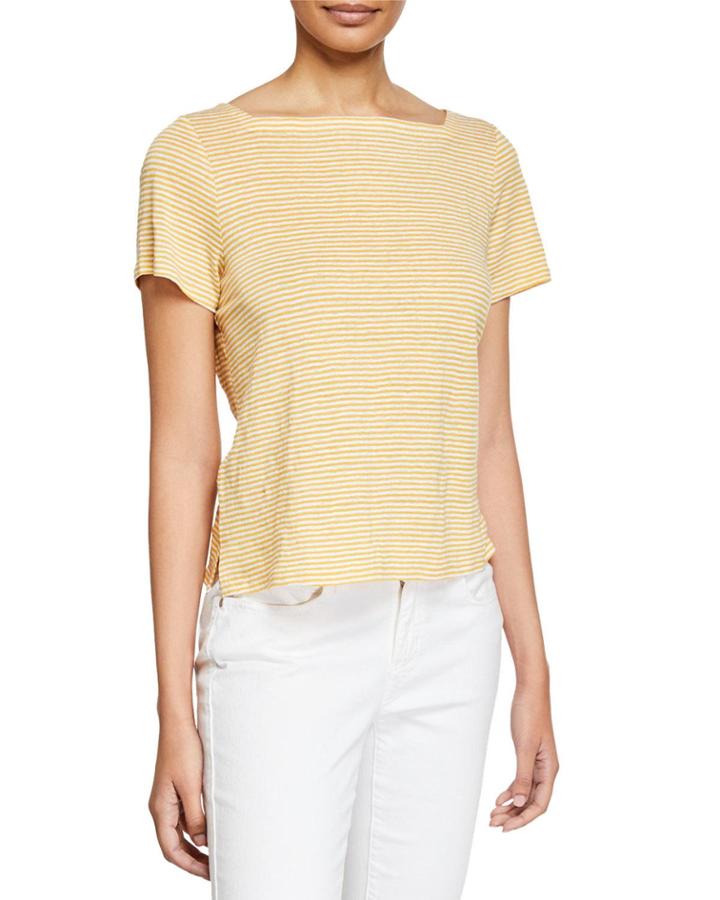 Striped Square-neck Short-sleeve Jersey
