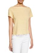 Striped Square-neck Short-sleeve Jersey