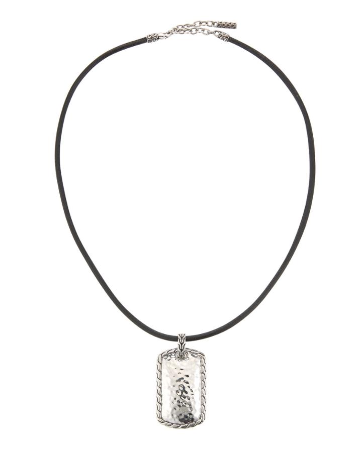 Men's Hammered Dog Tag Necklace