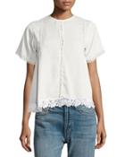 Lace-trim Chiffon Top