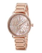 36.5mm Portia Logo Bracelet Watch W/ Crystals, Rose Golden