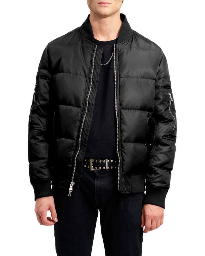 Men's Vandal Quilted Down Bomber Jacket, Black