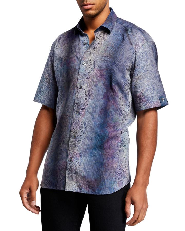 Men's Shaped-fit Galileo Paisley Short-sleeve