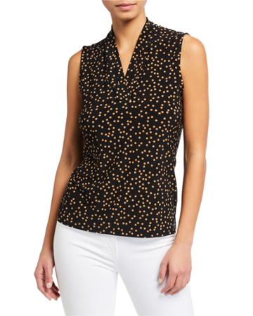 Stella Dot Print Triple Pleated Top