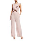 Sleeveless Wide-leg Jumpsuit W/ Ruffle Trim
