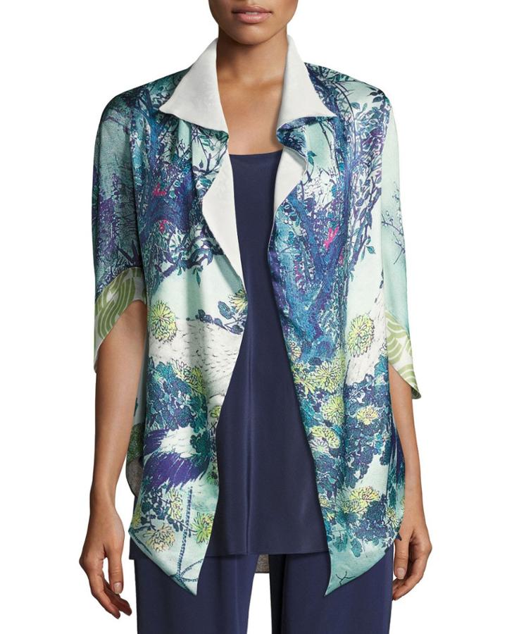 Gatsby Floral-print Short Shawl Robe,