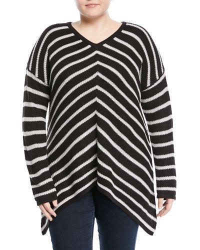 Mitered V-neck Pullover Sweater,