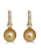 18k Gold Detachable Pearl & Diamond Hoop Earrings, Golden