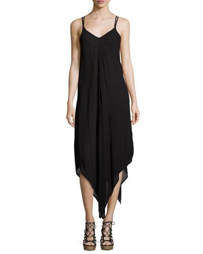 Handkerchief Hem Maxi Dress, Black