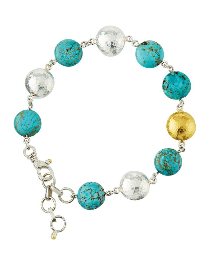 Limited Edition Lentil-station Bracelet, Turquoise