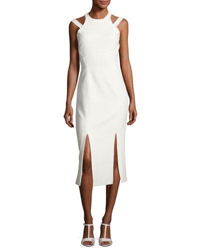 Henriette Strappy Sleeveless Midi Dress, Ivory