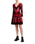Blurred-rose Jacquard A-line Cocktail Dress