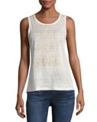 Eat Pray Ros&eacute; Linen Graphic Tank, White