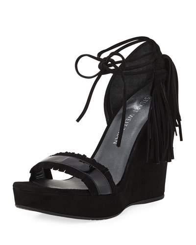 Pompom High Dressy Wedge